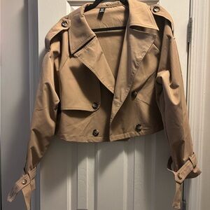 SHEIN Tan Cropped Trench Coat
